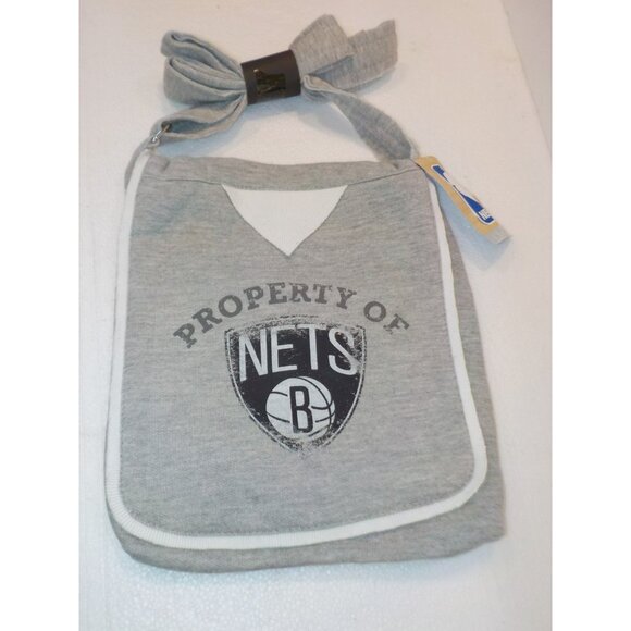 NWT Brooklyn Nets NBA Crossbody Light Gray Fleece Purse Snap Closure 10" x 11.5" - Picture 1 of 4